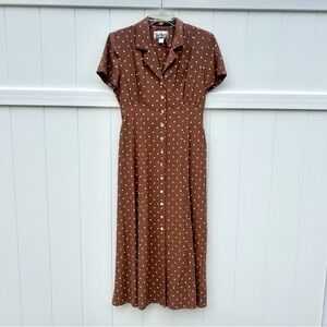 Brown & White polka Dot Dress, Vintage, Size 12, Sheri Martin, Pretty Woman